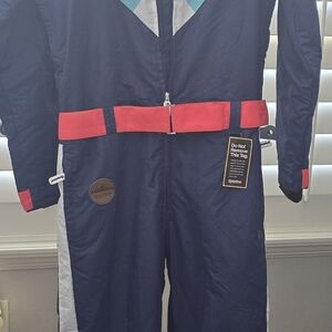 Tipsy Elves Navy Blue Ski One-Piece with Red Accents